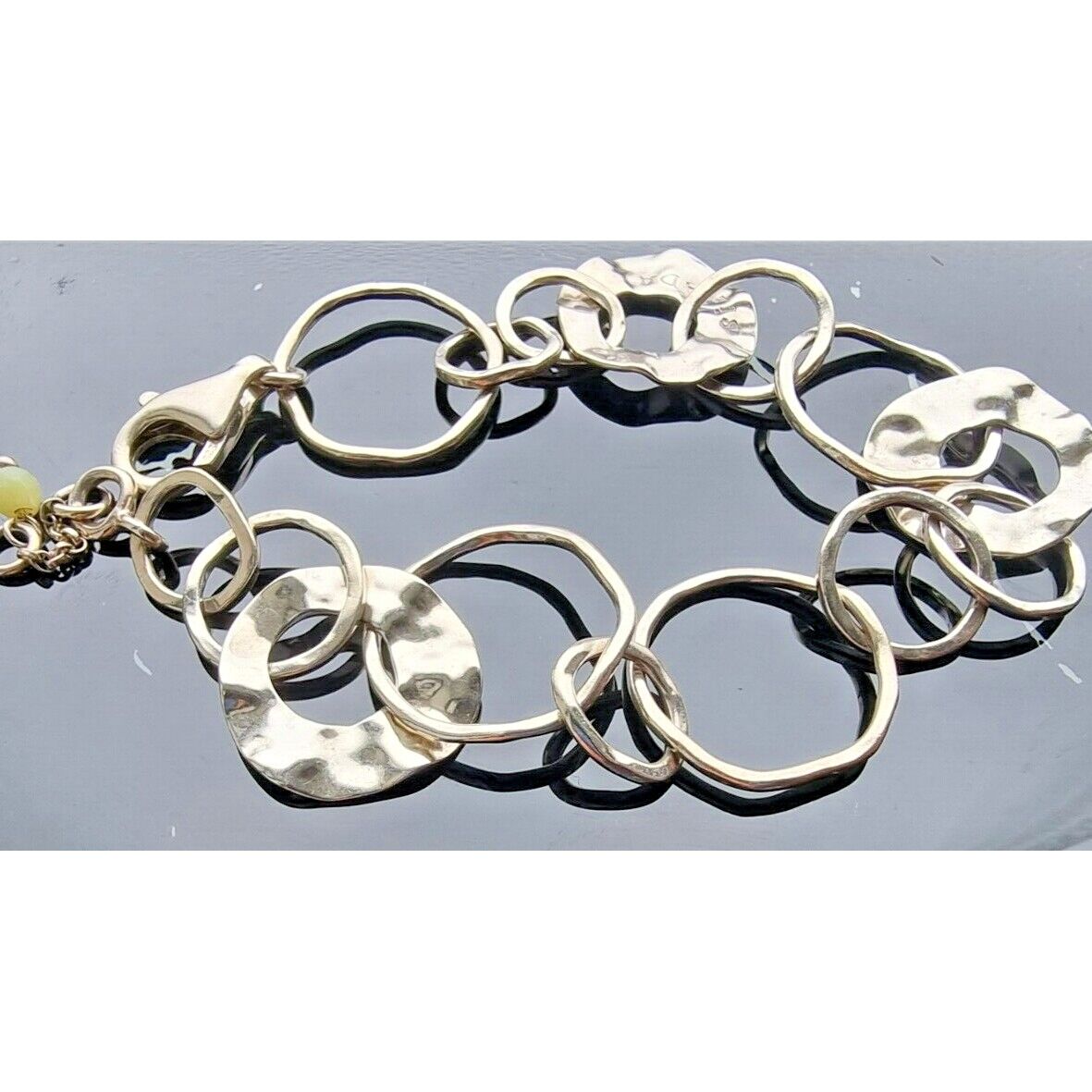 SILPADA VINTAGE 925 STERLING SILVER HAMMERED CIRCLE LINK BRACELET 7" AT