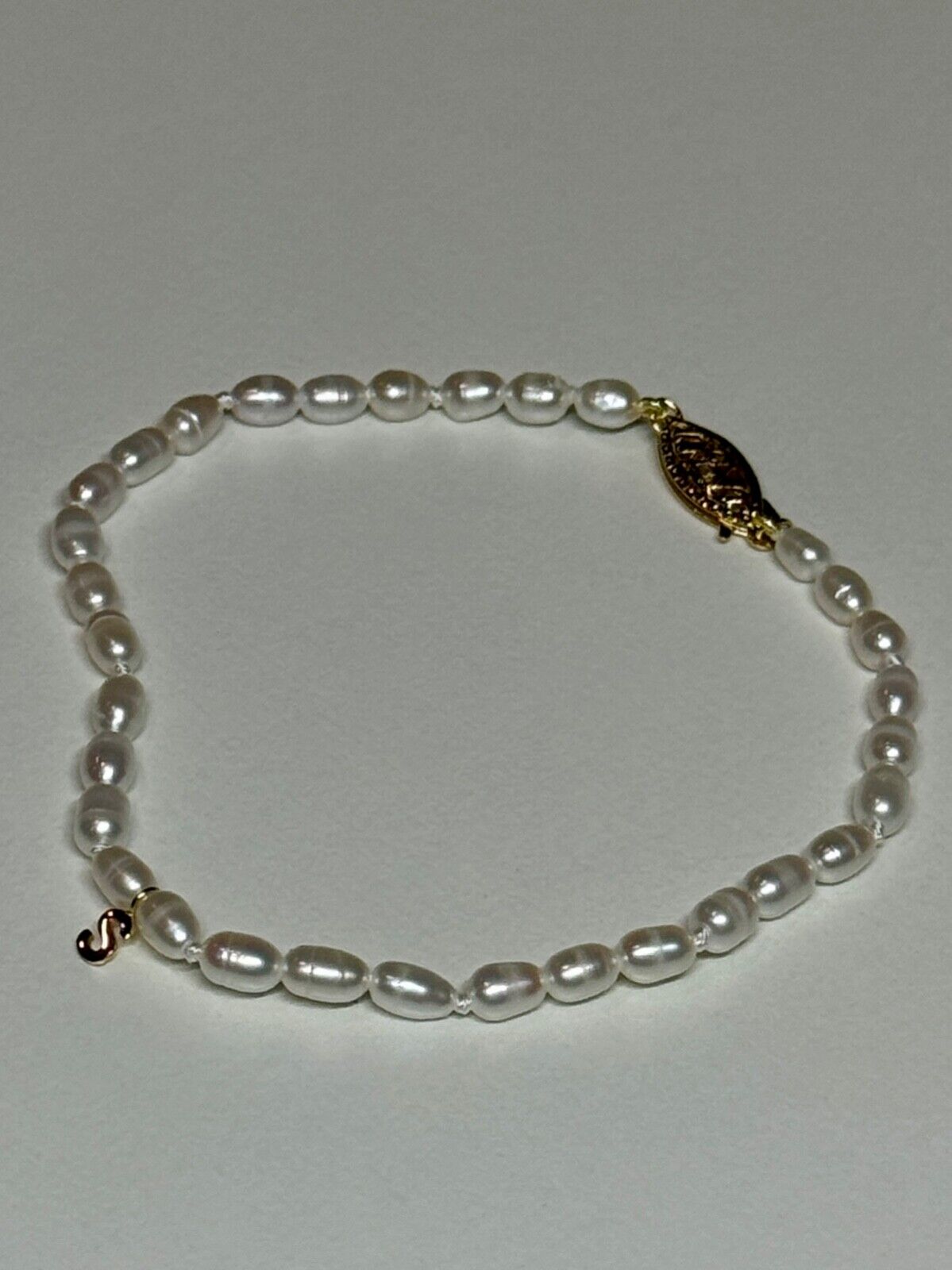 14K YELLOW GOLD BRACELET FRESHWATER PEARLS SIZE 7