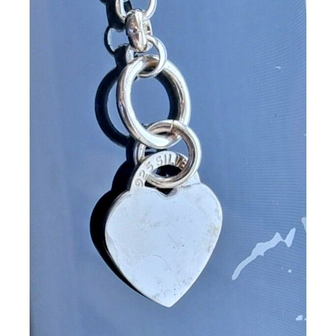 925 STERLING SILVER TOGGLE HEART CHARM BRACELET 7 inch AT