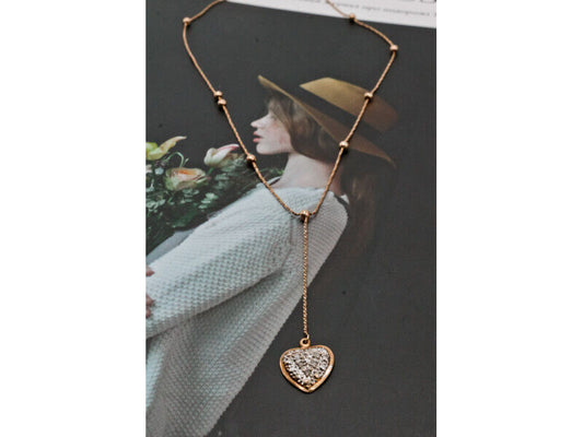 10K YELLOW GOLD DIAMONDS HEART NECKLACE