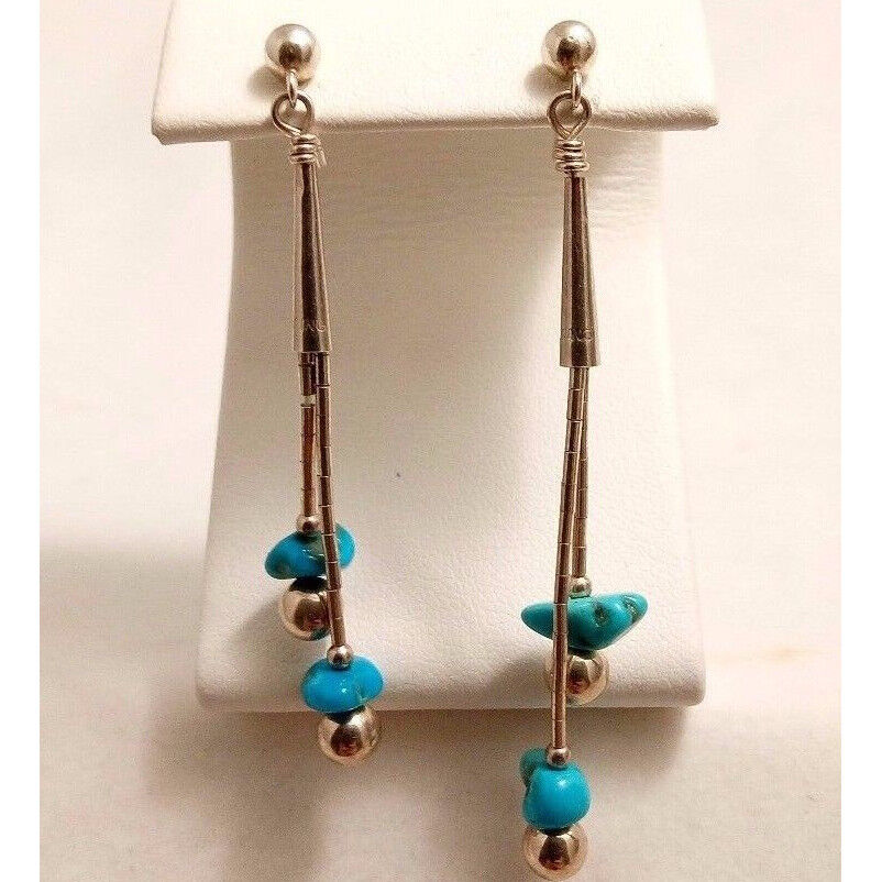 STERLING SILVER & TURQUOISE DANGLE EARRINGS SKY