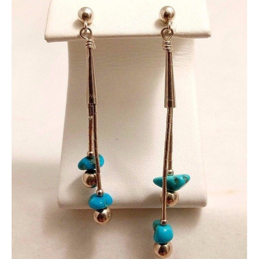 STERLING SILVER & TURQUOISE DANGLE EARRINGS SKY