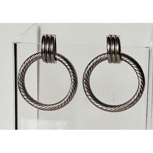 CLASSY 925 STERLING  SILVER  CABLE DESIGN  HOOP EARRINGS SKY