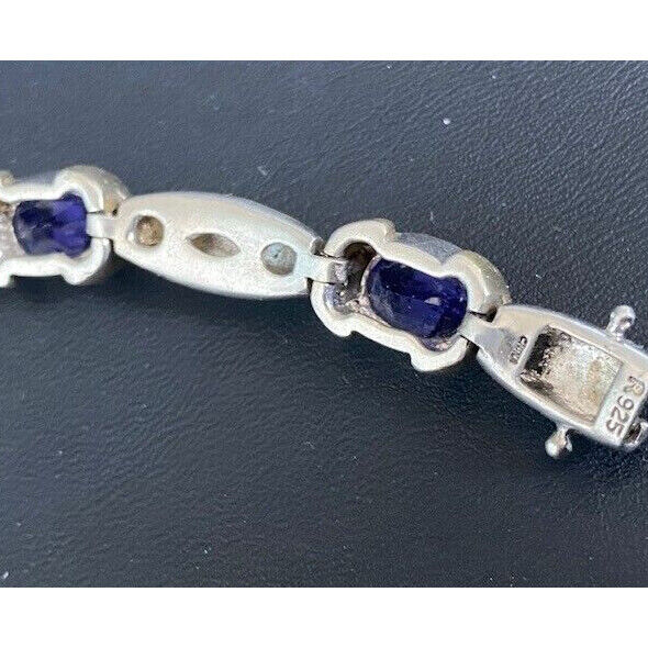 FINE QUALITY 925  STERLING SILVER & VIOLET  CZ'S BRACELET SKY