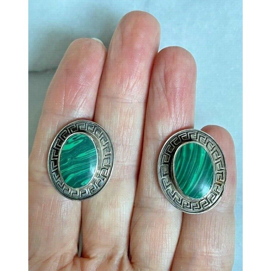 925 STERLING SILVER & MALACHITE EARRINGS SKY