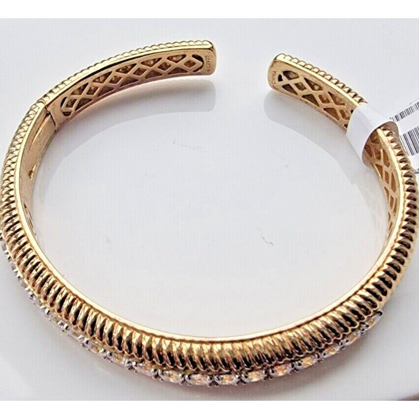 925 STERLING SILVER VERMEIL CZ BANGLE BRACELET AT