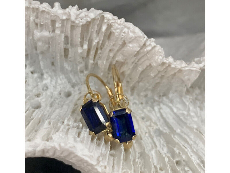 14K YELLOW GOLD SAPPHIRE EARRINGS