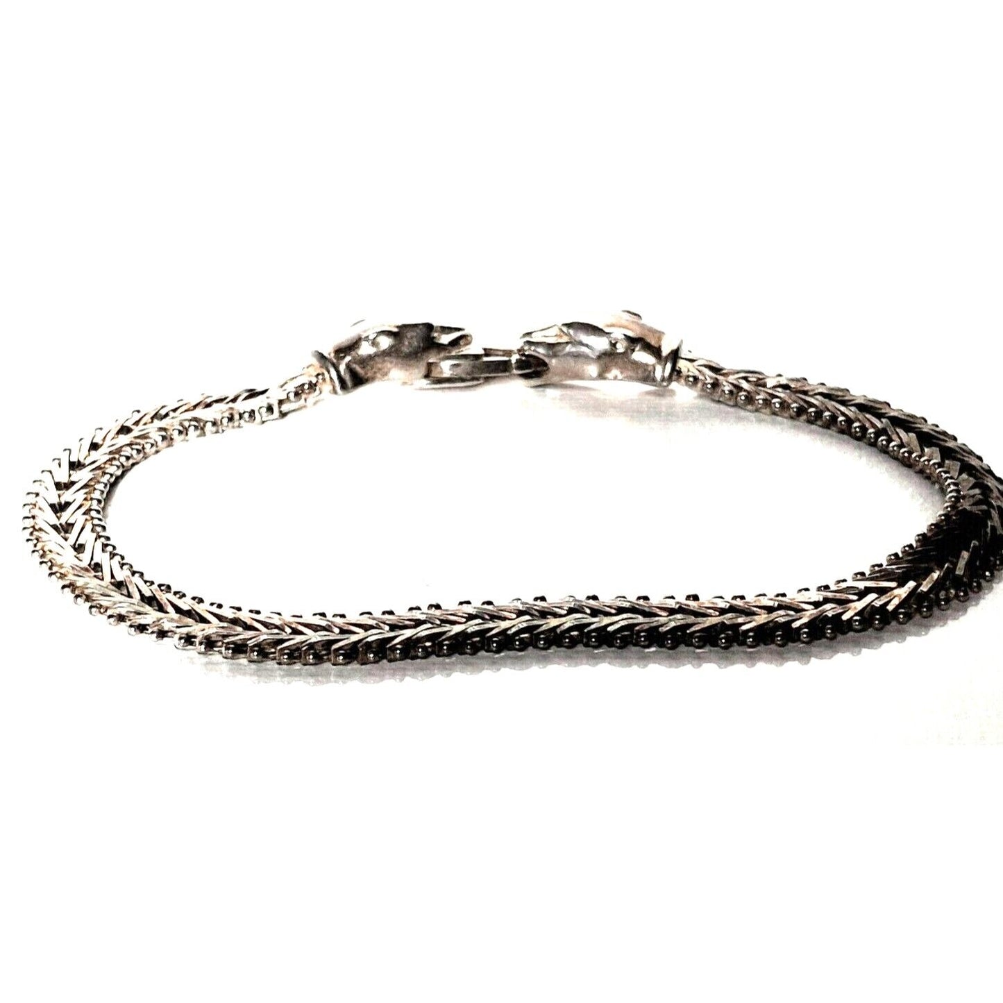 MALOR ITALY 925 STERLING SILVER TPANTHER HEADS CHAIN  BRACELET SKY