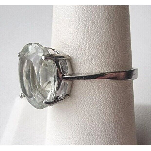 925 STERLING SILVER OVAL OLIVE 12X10 mm QUARTZ RING SIZE 7.75 AT