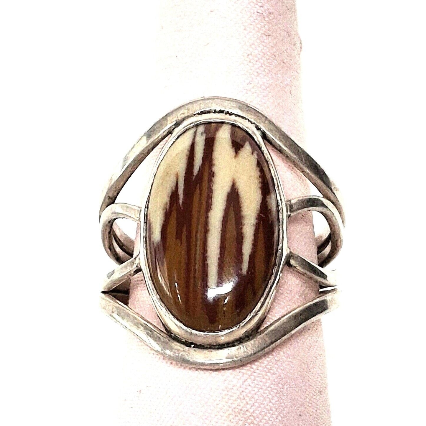 925 STERLING SILVER PICTURESQUE AGATE  RING SIZE 7 SKY