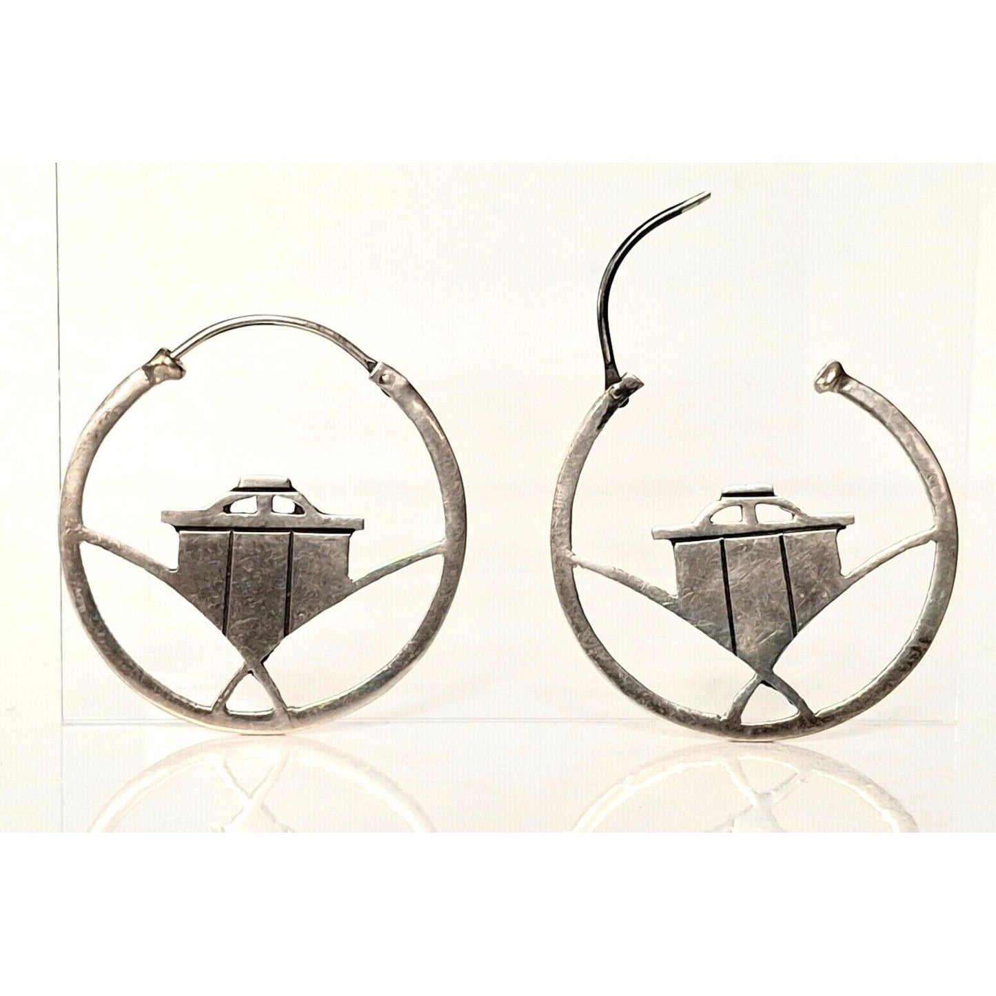 MODERNIST  925 STERLING SILVER HOOP EARRINGS SKY