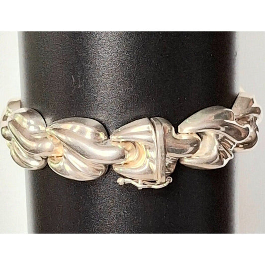 IBB ITALY  ABSTRACT  LINKS CHAIN 925 STERLING SILVER BRACELET SKY