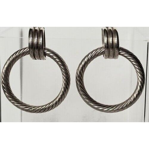 CLASSY 925 STERLING  SILVER  CABLE DESIGN  HOOP EARRINGS SKY