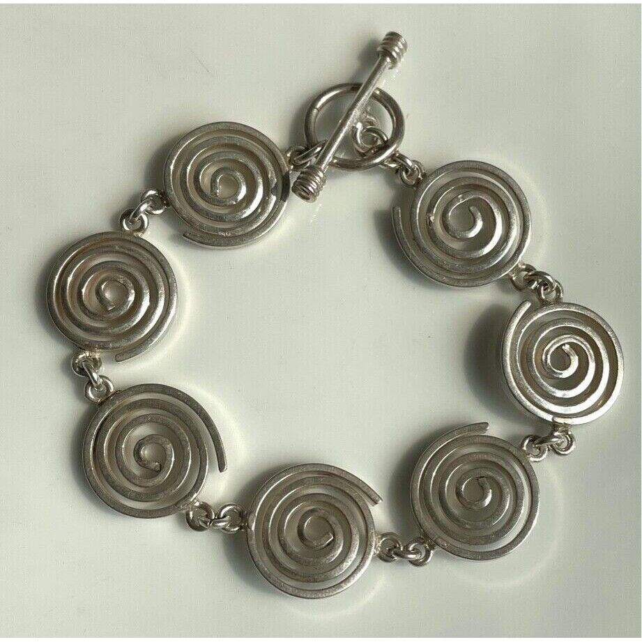 925 STERLING SILVER SPIRAL SNAIL LINKS BRACELET SKY