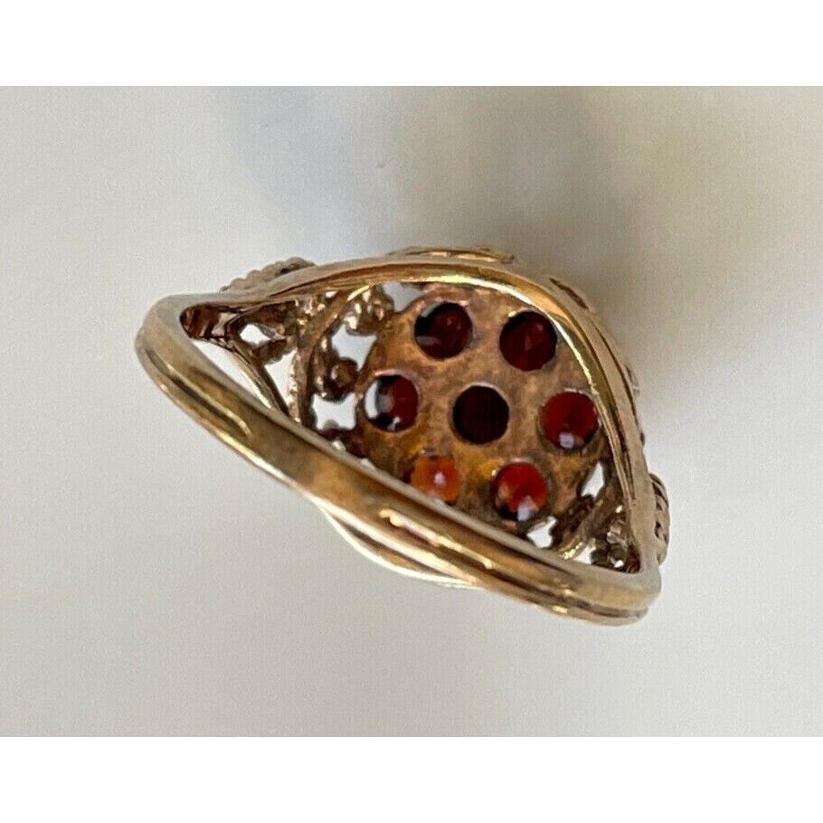 ''HARMONY'' YELLOW GOLD BOHEMIAN GARNET RING SIZE 6 SKY