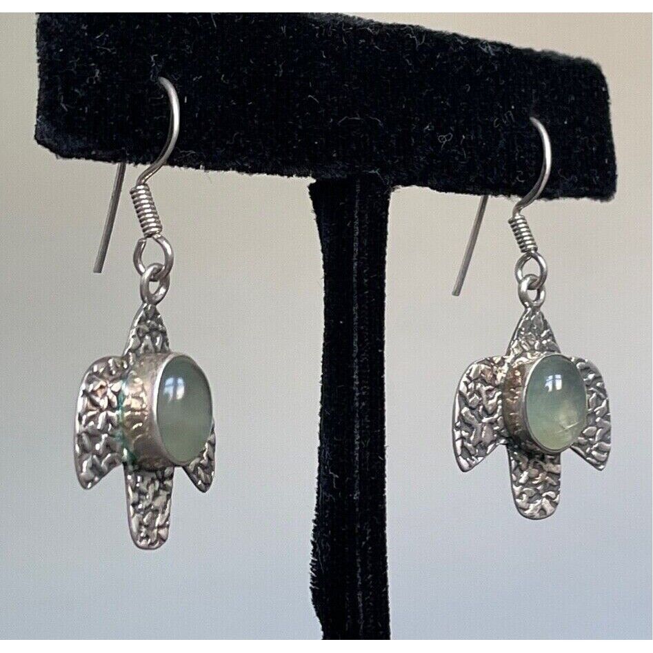 925 STERLING SILVER & GOSHENITE STYLISED BIRDS EARRINGS SKY