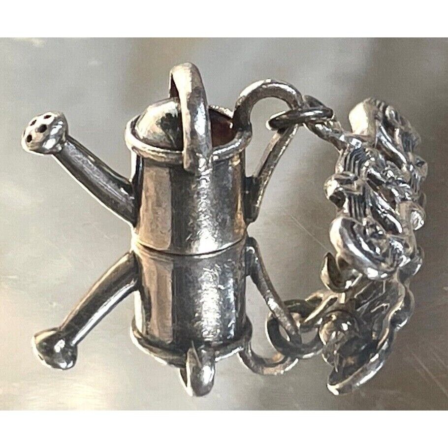 925 STERLING SILVER GARDENER'S WATERING CAN CHARM BROOCH SKY