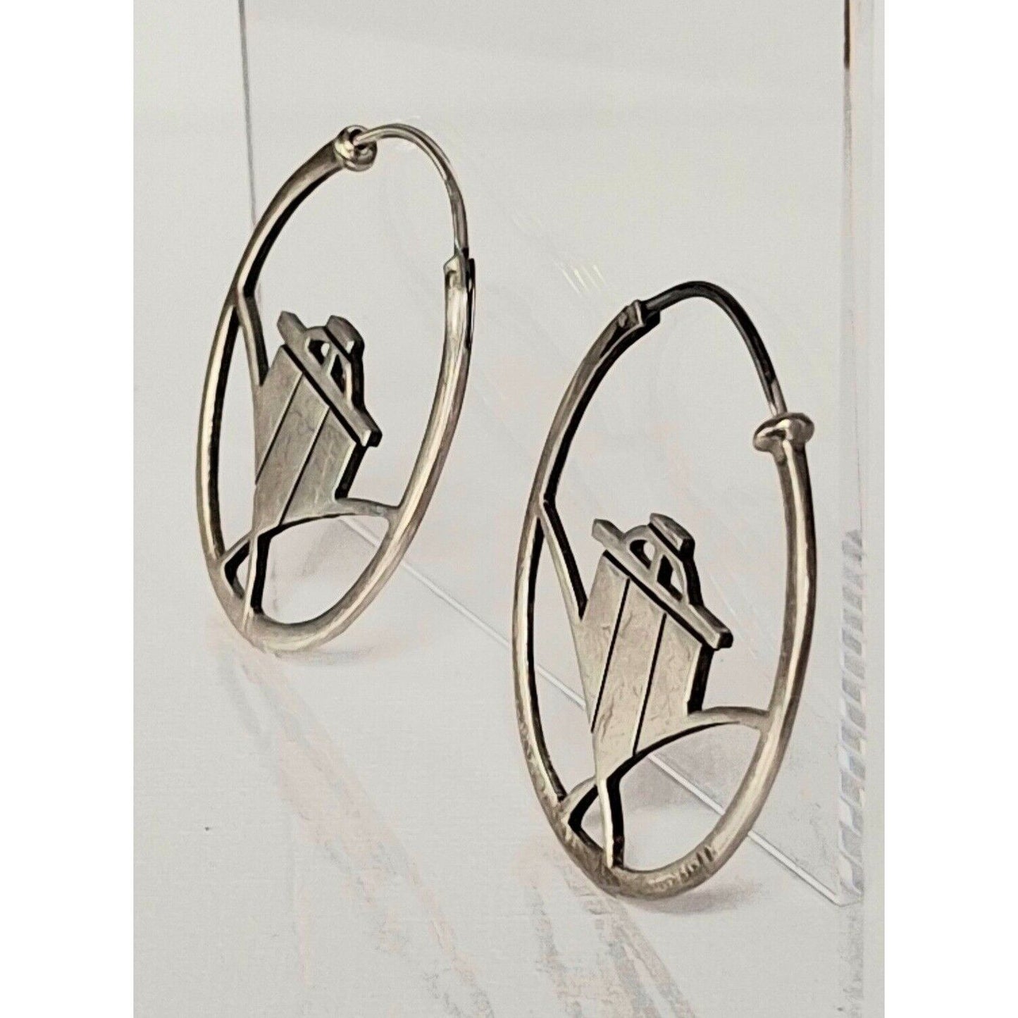 MODERNIST  925 STERLING SILVER HOOP EARRINGS SKY