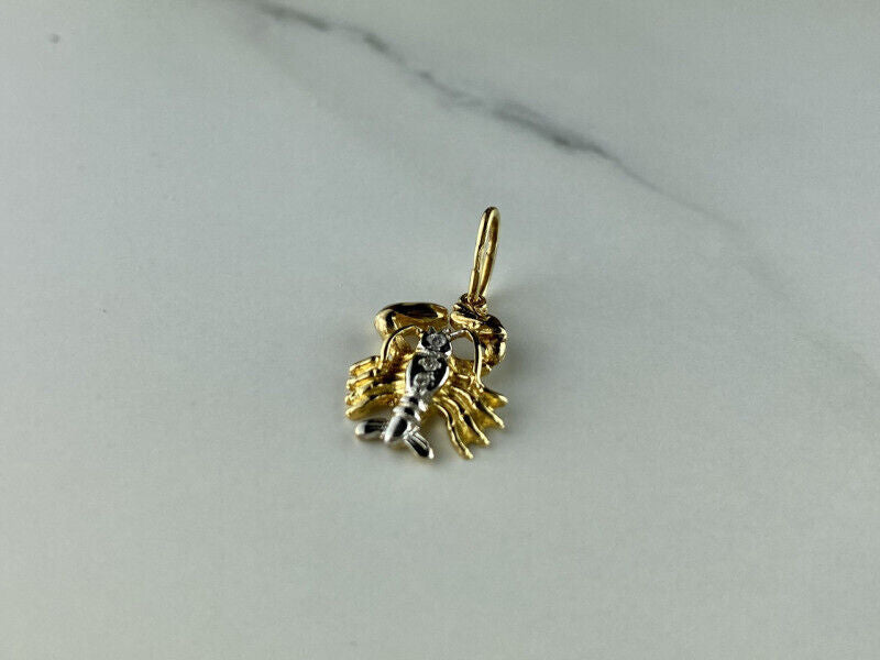 14K YELLOW & WHITE GOLD CANCER PENDANT