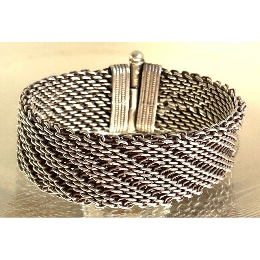 MASSIVE MEN'S 925 STERLING SILVER MESH BRACELET SKY