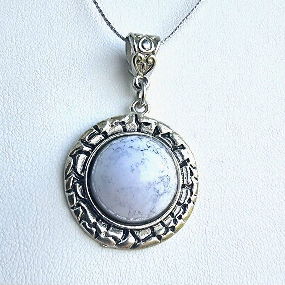 925 STERLING SILVER HOWLITE CABOCHON  PENDANT AT