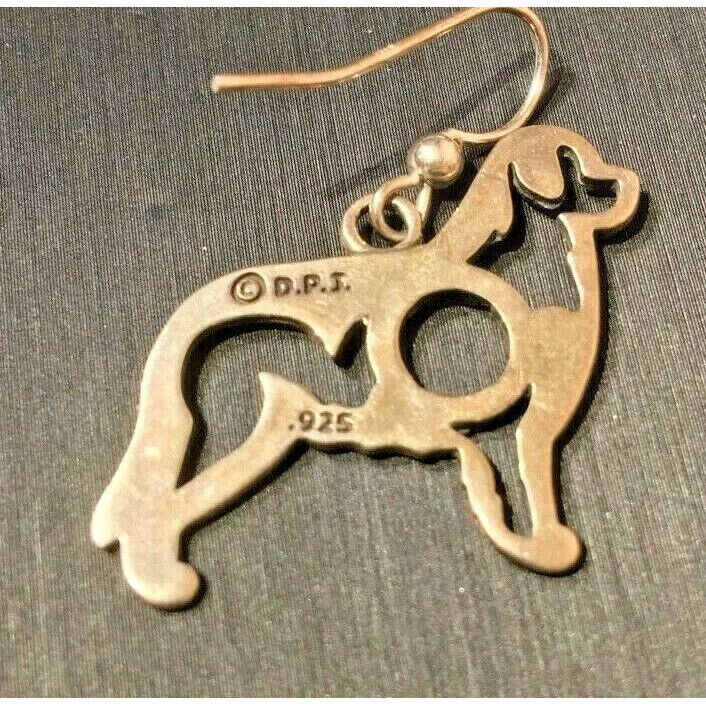 DAZZLING PAWS JEWELRY DPJ STERLING SILVER ST. BARNARD DOG EARRINGS SKY