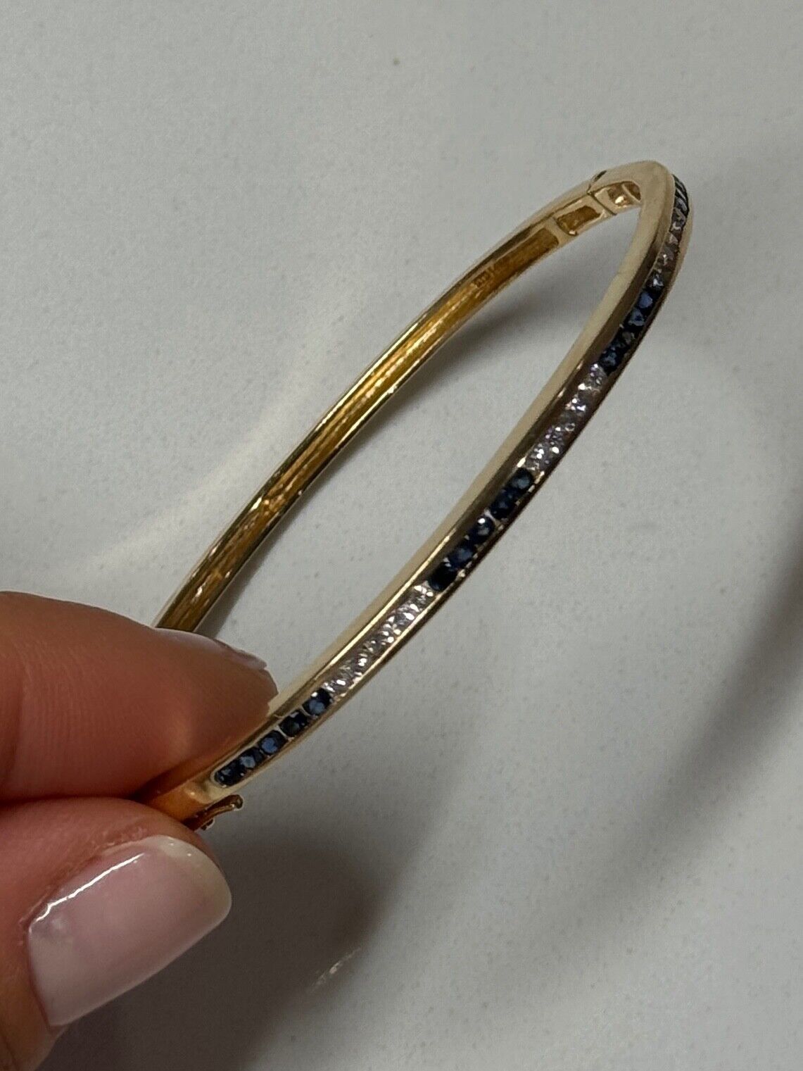 14K YELLOW GOLD BRACELET BLUE & WHITE SAPPHIRE