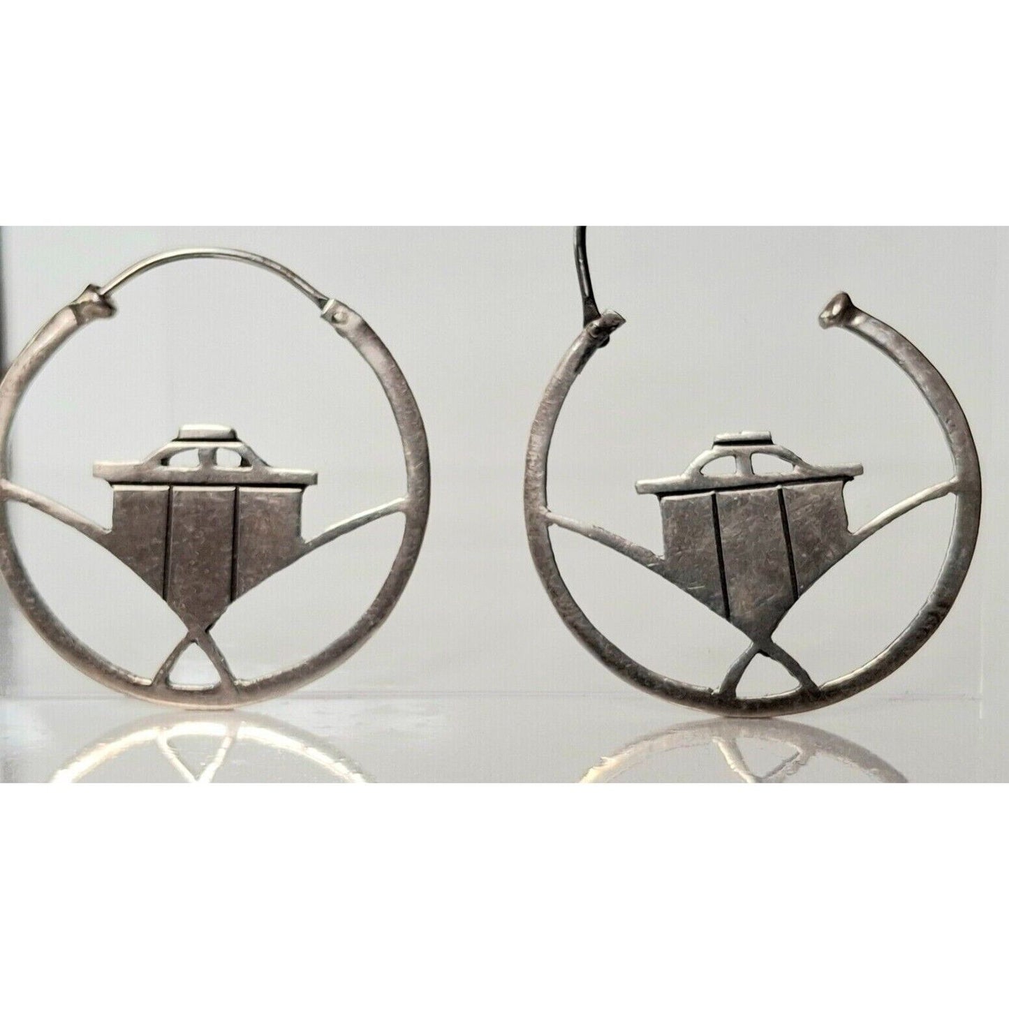 MODERNIST  925 STERLING SILVER HOOP EARRINGS SKY