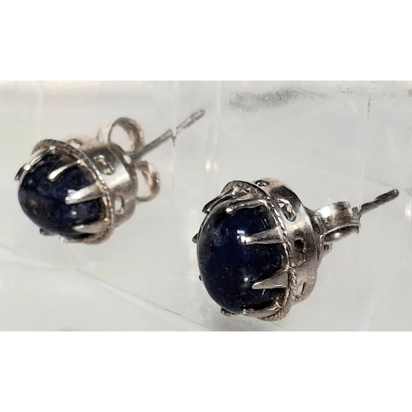 925 STERLING SILVER AND LAPIS  LASULI STUD  EARRINGS SKY