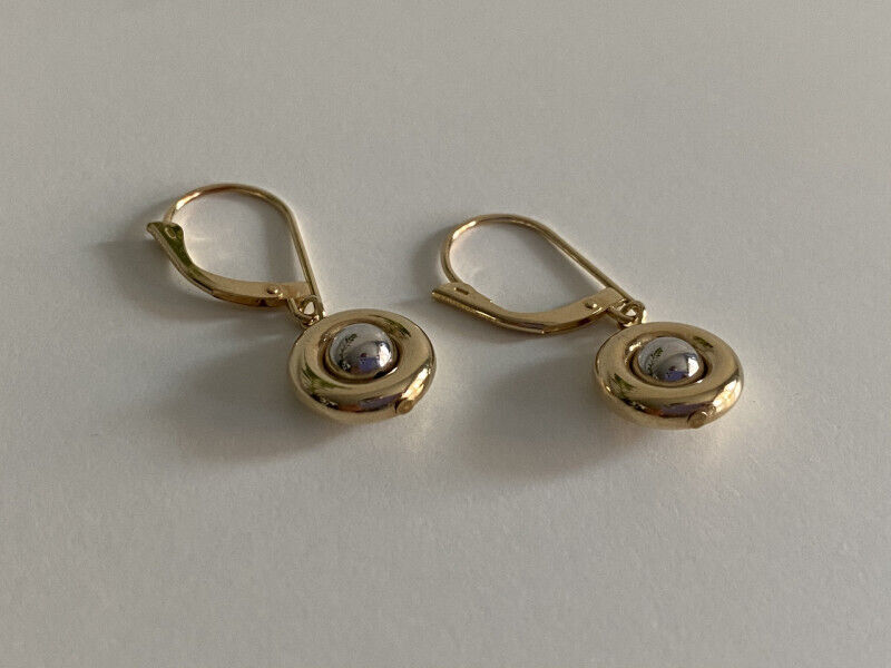 14K YELLOW & WHITE GOLD EARRINGS