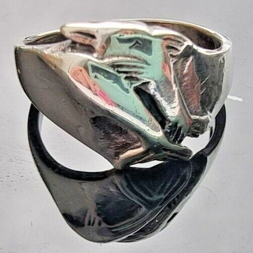 925 STERLING SILVER TWO DOLPHINES RING SIZE 8.75 AT