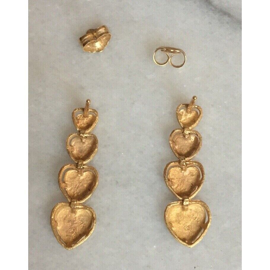 14KT YELLOW GOLD 4 HEARTS EARRINGS SKY