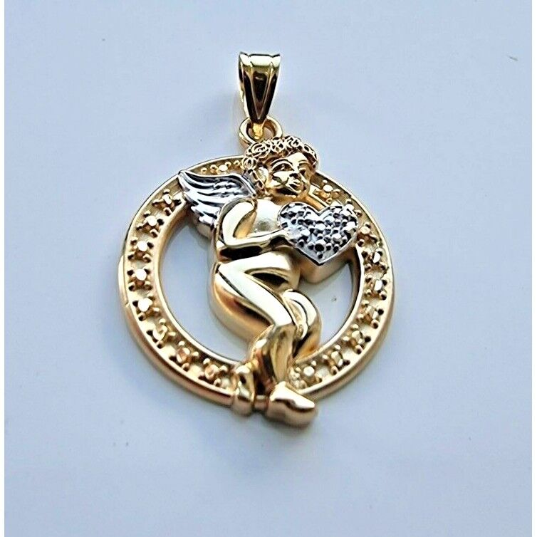 MICHAEL ANTHONY 14K YELLOW GOLD ANGEL CHARM "LET THERE BE PEACE ON AT