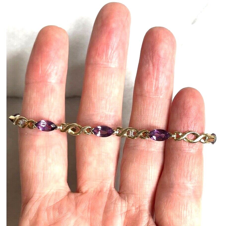 YELLOW GOLD AMETHYST AND DIAMOND TENNIS BRACELET SKY