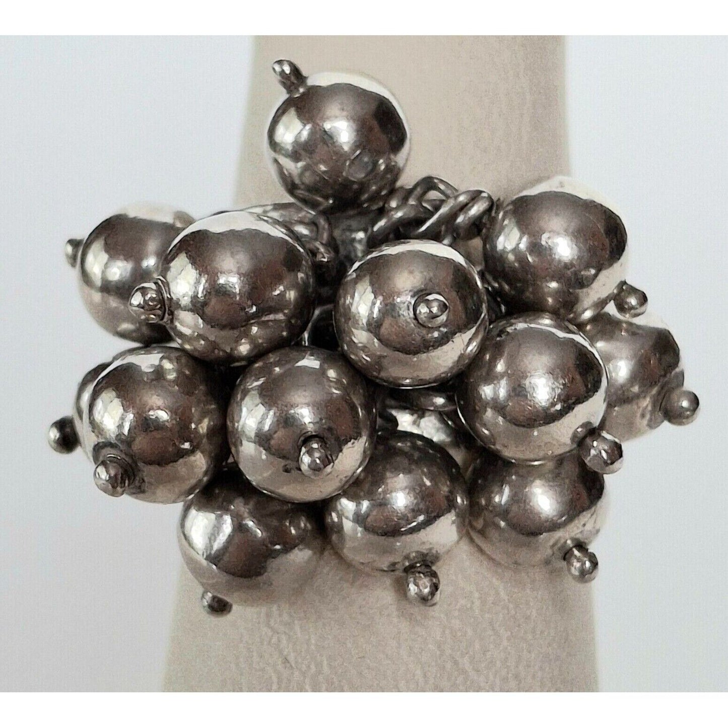 925 STERLING SILVER BALL CHARMS  RING SIZE 6.75 SKY