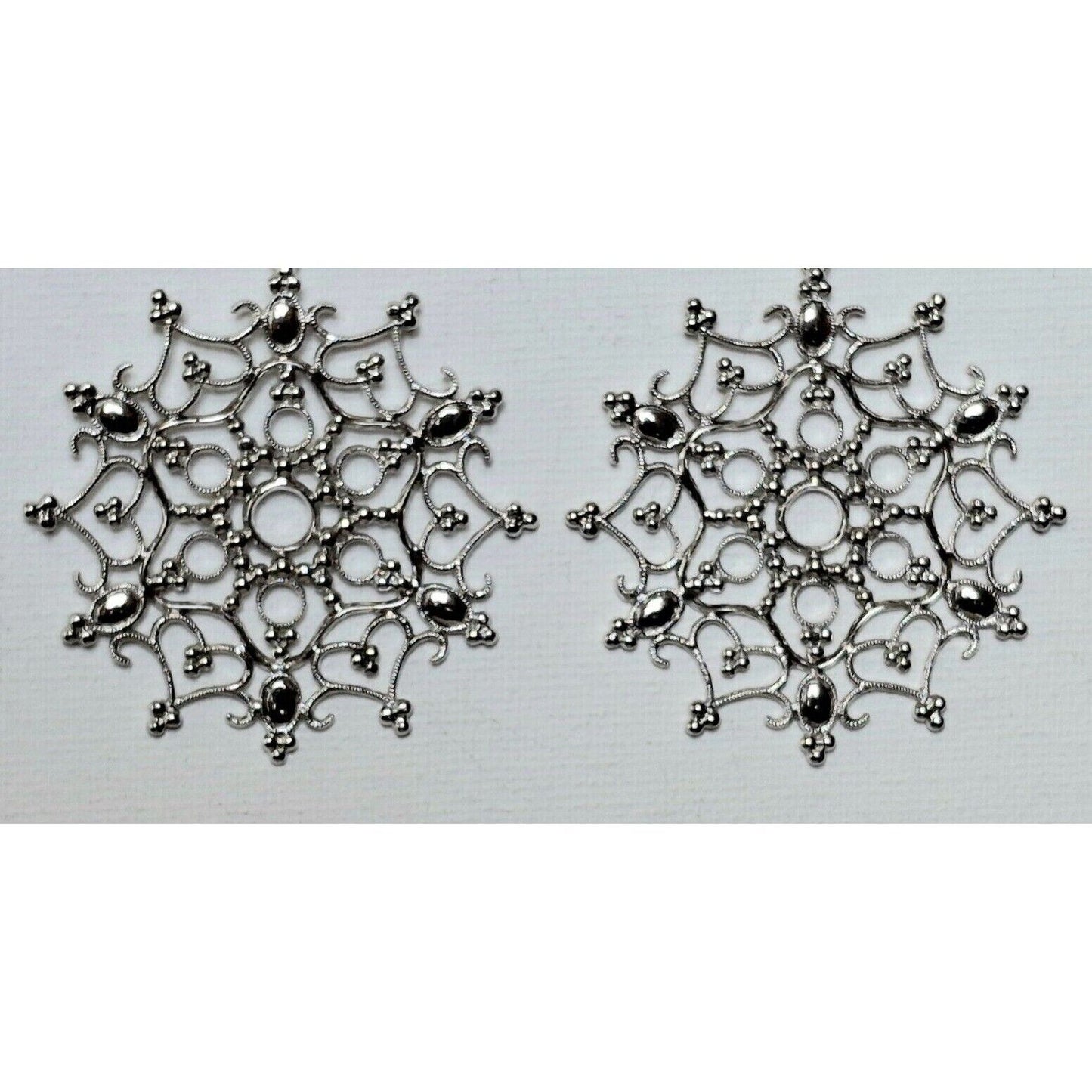 LARGE FESTIVE 925 STERLING SILVER SNOWFLAKES EARRINGS SKY