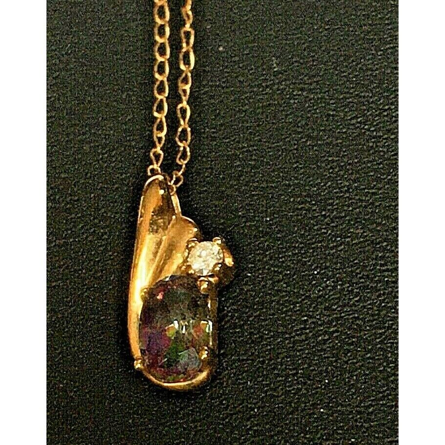 YELLOW GOLD MISTYC TOPAZ NECKLACE PENDANT SKY