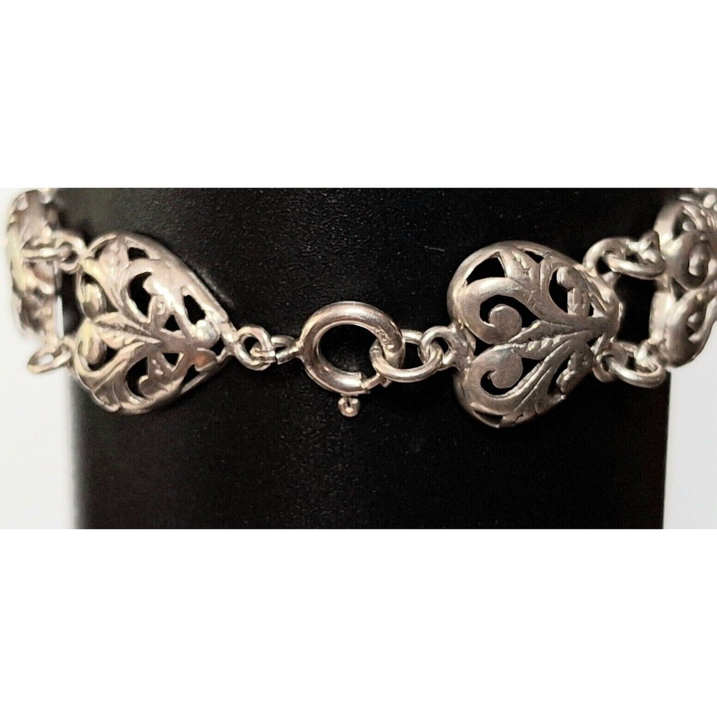 925 STERLING SILVER PIERCED  HEARTS CHAIN BRACELET SKY