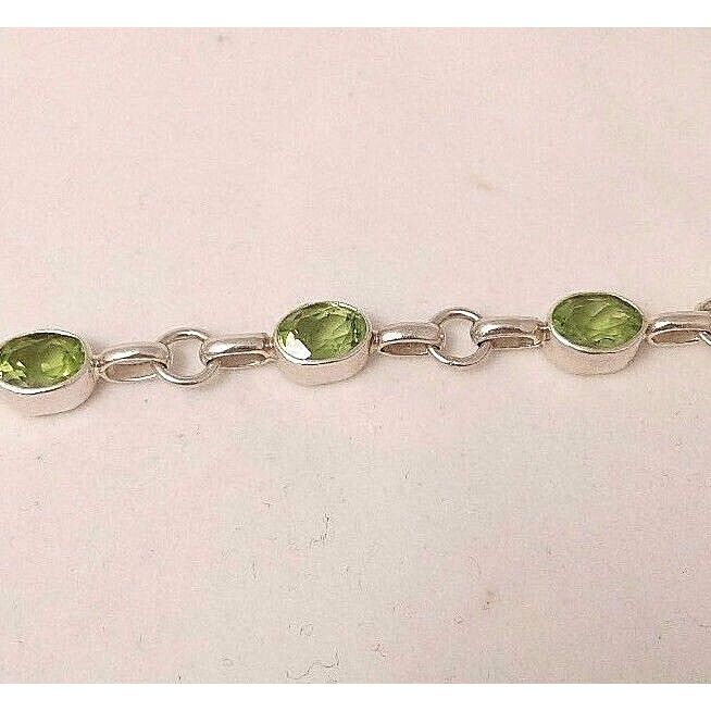 STERLING SILVER & 7 CT CHRYSOPRASE LINK BRACELET SKY