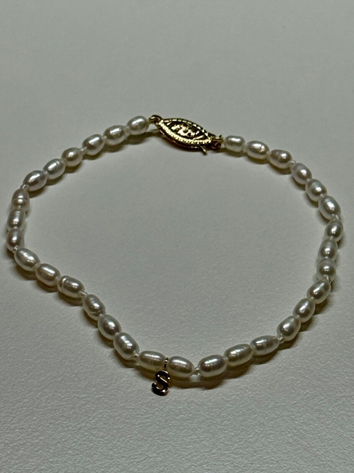 14K YELLOW GOLD BRACELET FRESHWATER PEARLS SIZE 7