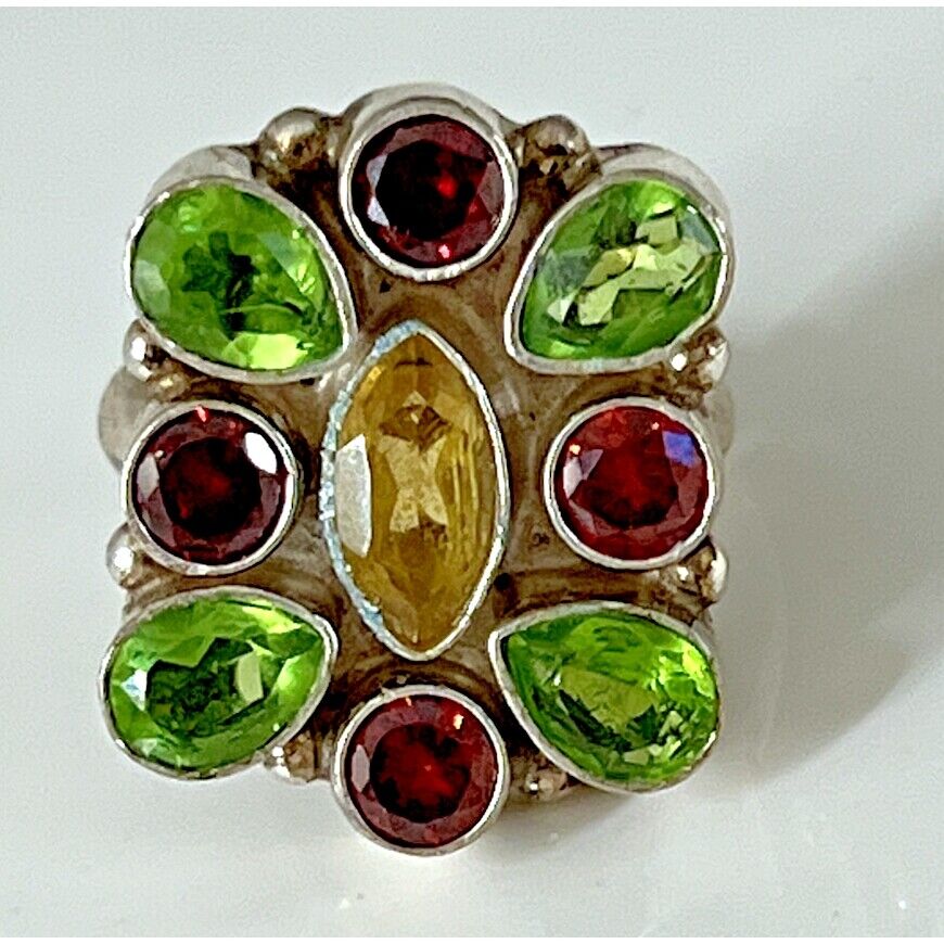 925 STERLING SILVER MULTICOLORED CZ'S RING SIZE 8.5 SKY