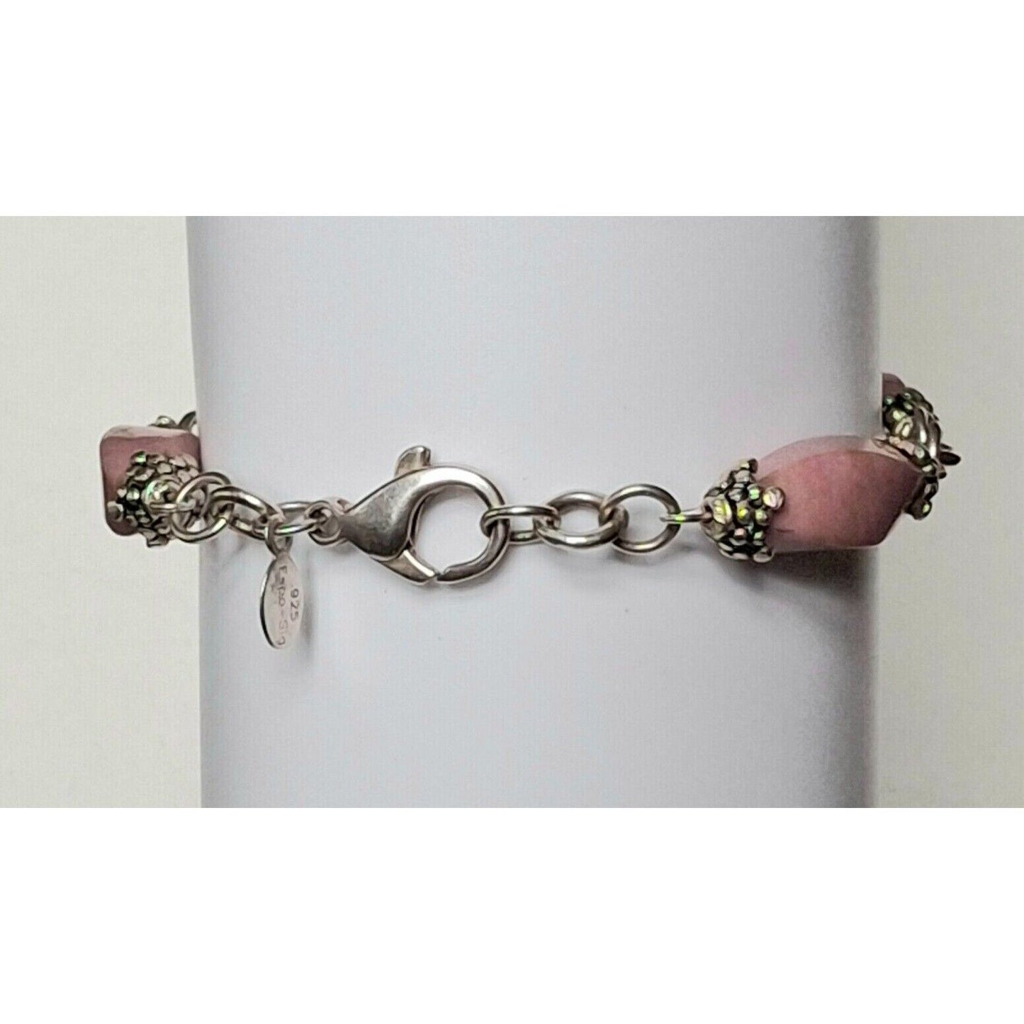 ESPO SIGNATURE  925 STERLING SILVER AND PINK JASPER  BRACELET SKY