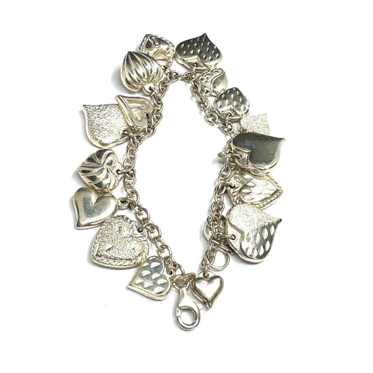 MAURITIUS 925 STERLING SILVER HEARTS CHARM BRACELET SKY