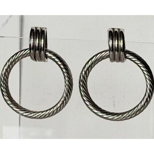 CLASSY 925 STERLING  SILVER  CABLE DESIGN  HOOP EARRINGS SKY