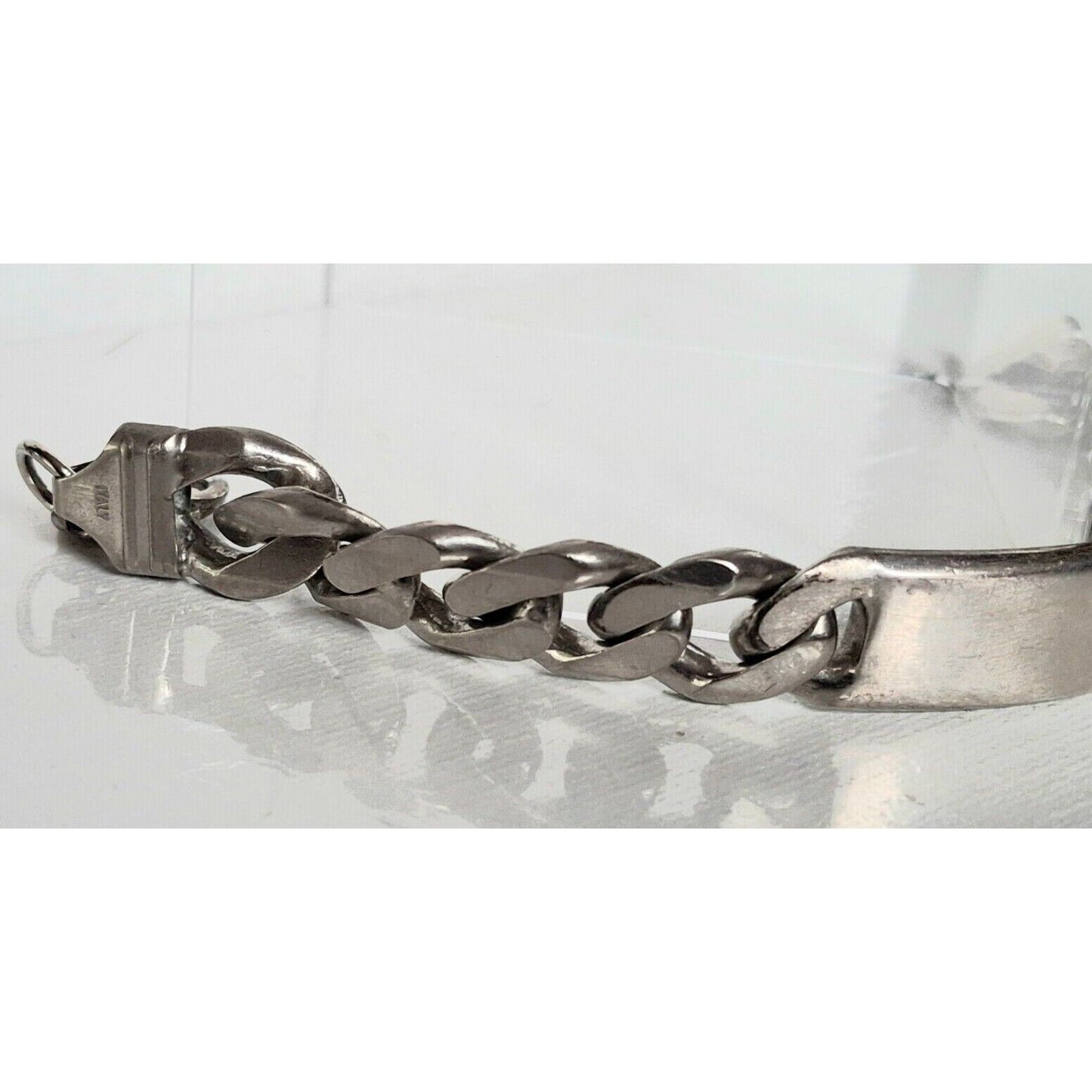 MEN'S ITALIAN  925 STERLING SILVER ID BRACELET SKY