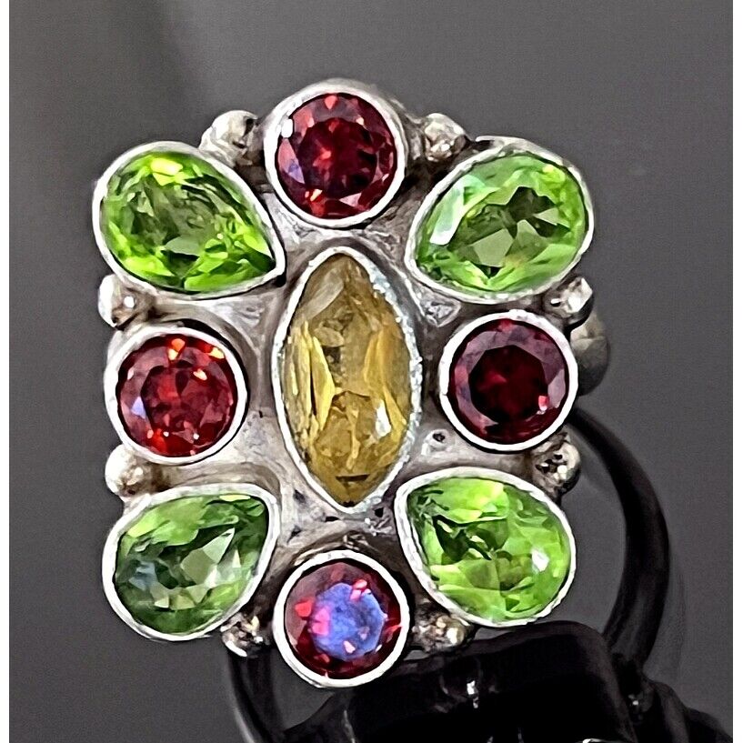 925 STERLING SILVER MULTICOLORED CZ'S RING SIZE 8.5 SKY