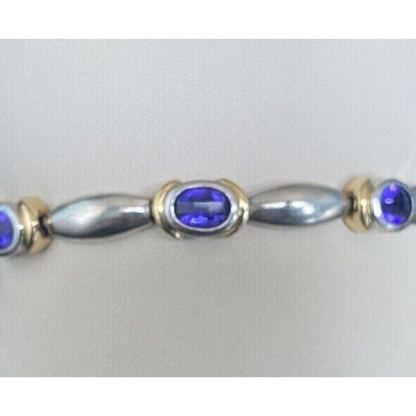 FINE QUALITY 925  STERLING SILVER & VIOLET  CZ'S BRACELET SKY