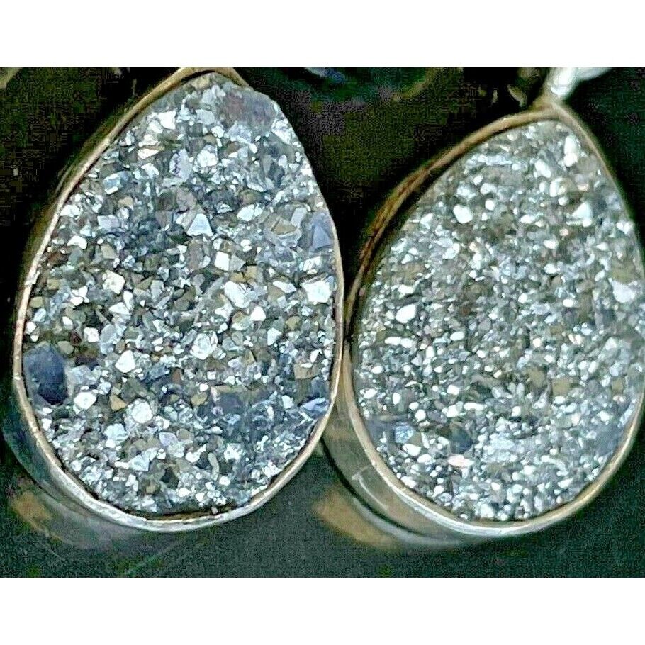 925 STERLING SILVER & PYRITE(FOOL'S GOLD) EARRINGS SKY