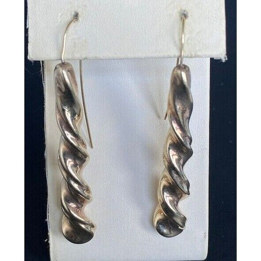 925 STERLING SILVER TWISTED BARS 2 1/2'' LONG EARRINGS SKY