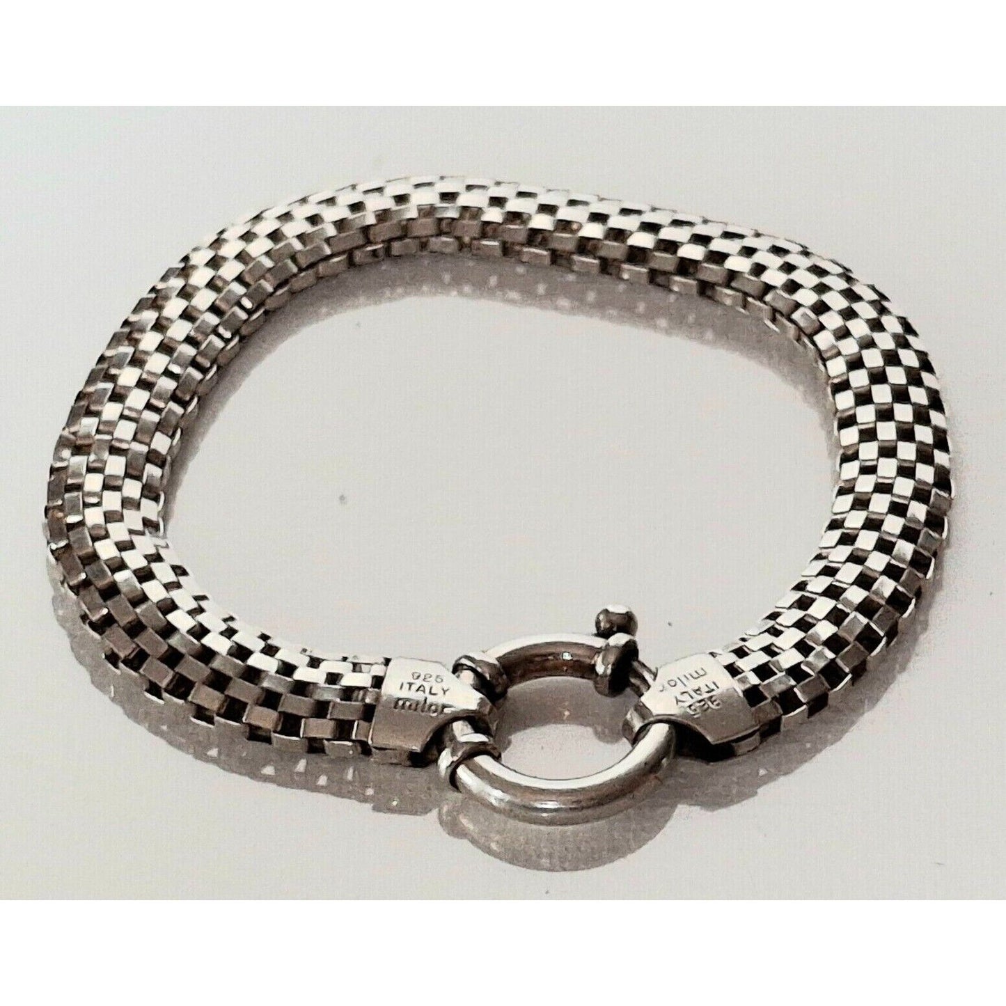 MALOR ITALY 925 STERLING SILVER FLAT BOX CHAIN BRACELET SKY